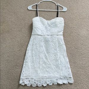Cute Spaghetti Strap Crochet Mini Dress